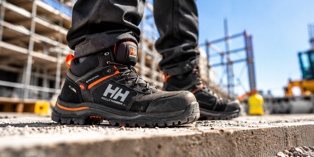 Safety footwear on a construction site