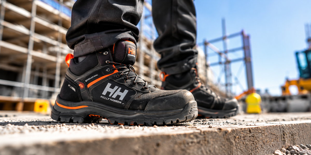 Safety footwear on a construction site
