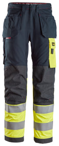 Snickers 6276 ProtecWork, Work Trousers Holster Pockets, High-Vis Class 1