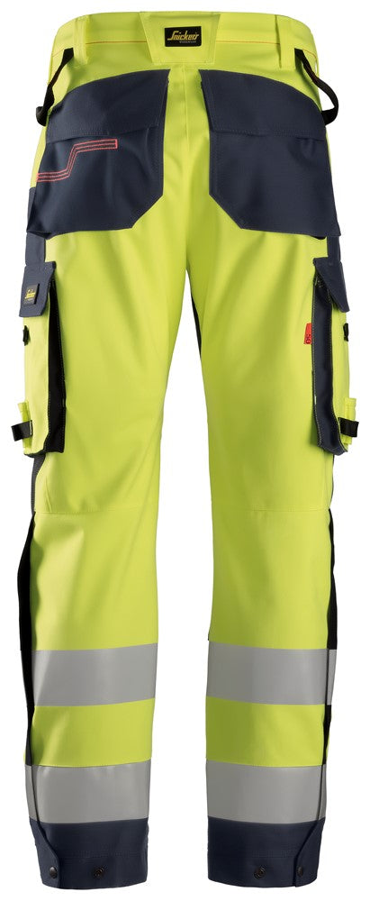 Snickers 6563 ProtecWork, Waterproof Shell Trousers, High-Vis Class 2