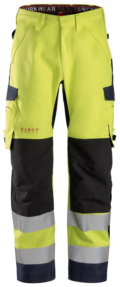 Snickers 6563 ProtecWork, Waterproof Shell Trousers, High-Vis Class 2