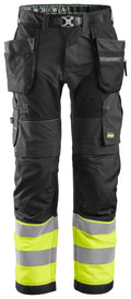 Snickers 6931 FlexiWork, High-Vis Work Trousers+ Holster Pockets Class 1
