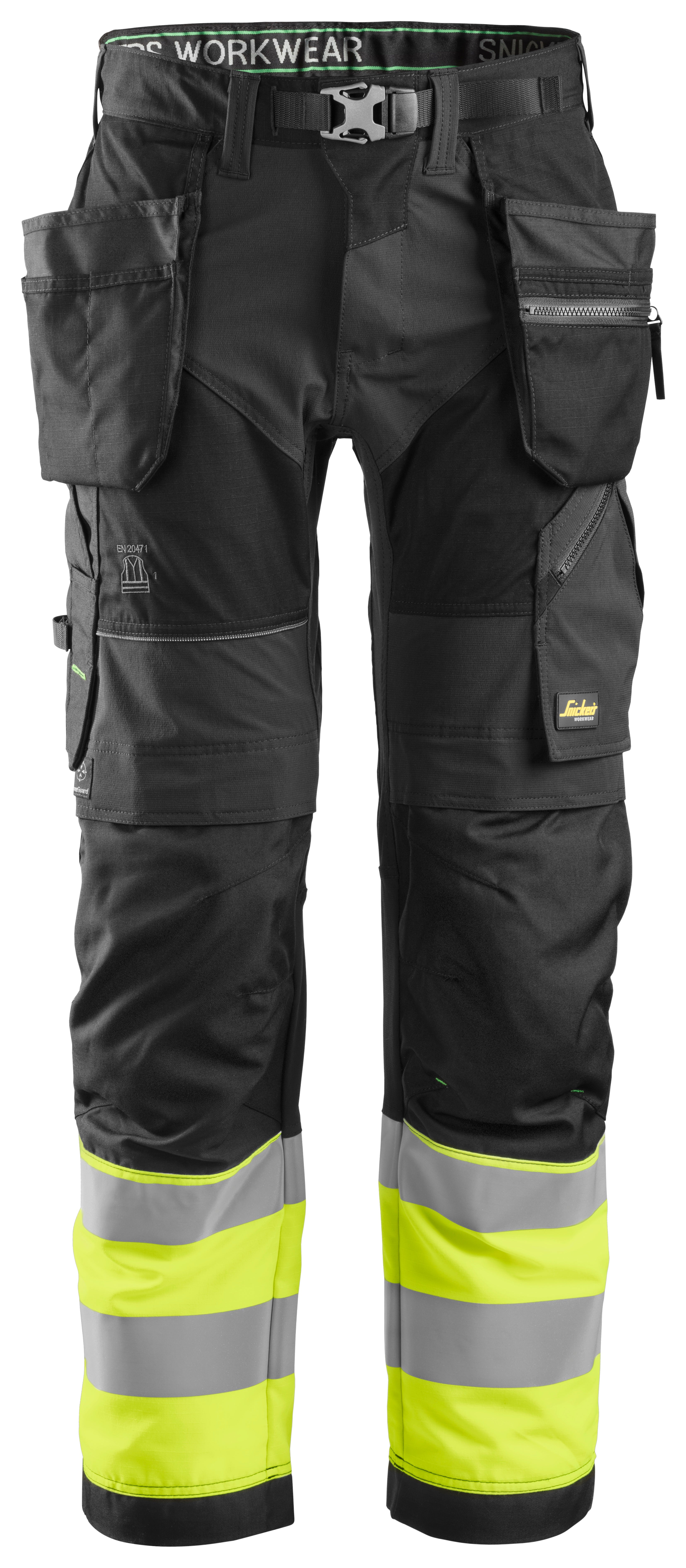 Snickers 6931 FlexiWork, High-Vis Work Trousers+ Holster Pockets Class 1