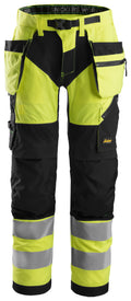 Snickers 6932 FlexiWork, High-Vis Work Trousers+ Holster Pockets Class 2