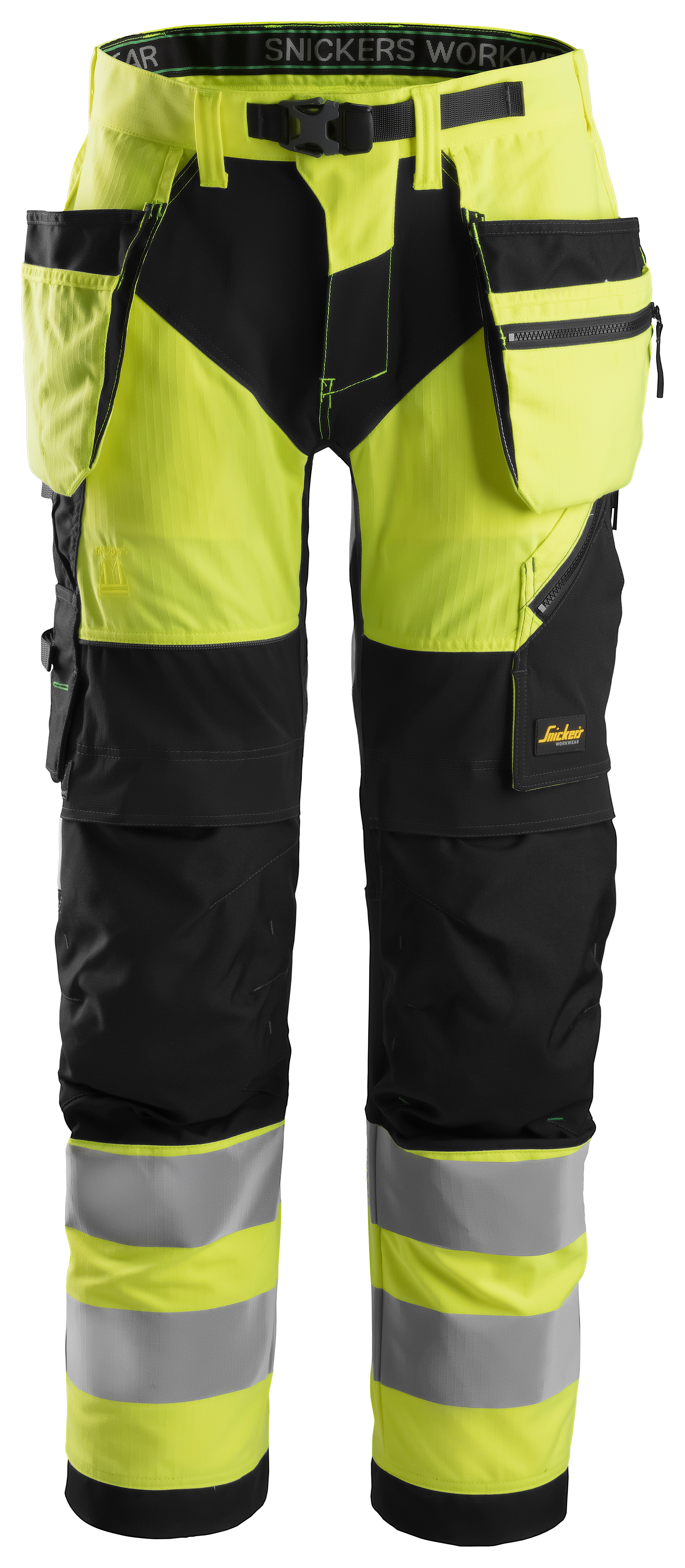Snickers 6932 FlexiWork, High-Vis Work Trousers+ Holster Pockets Class 2
