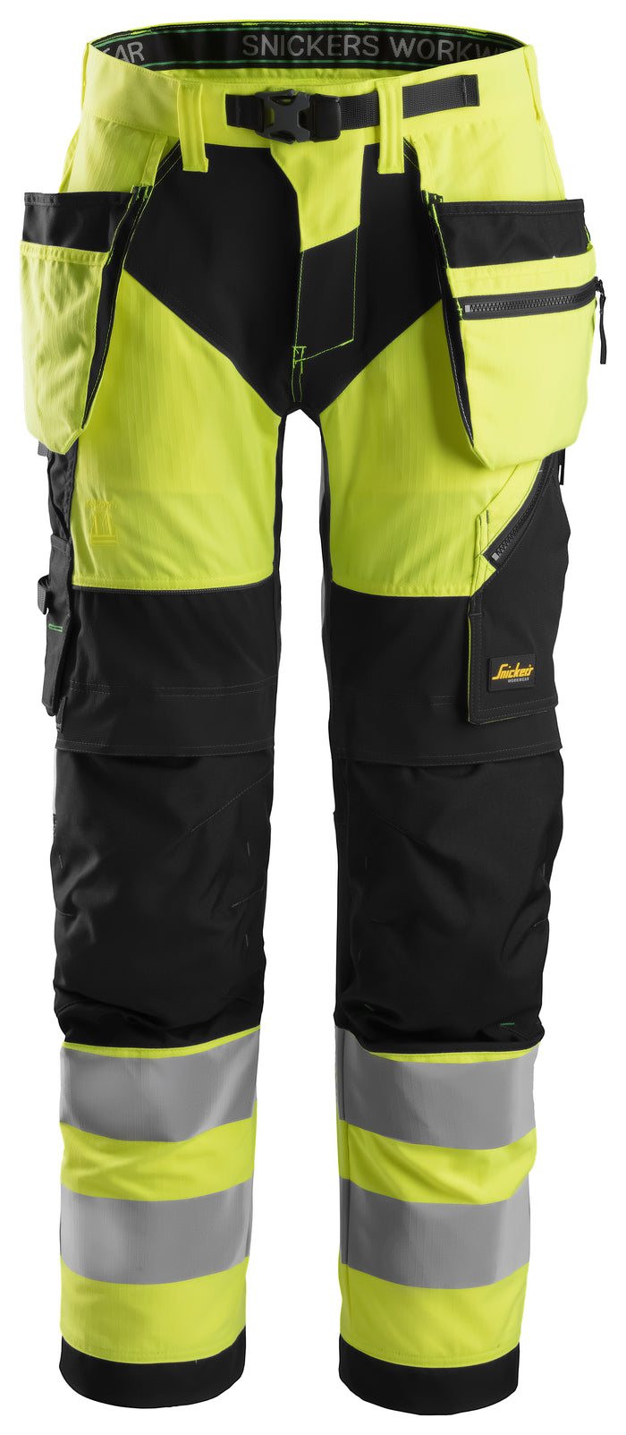 Snickers 6932 FlexiWork, High-Vis Work Trousers+ Holster Pockets Class 2