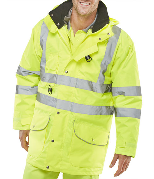 Beeswift Elsener Hi-Vis 7-In-1 Jacket And Bodywarmer Waterproof. (Each)
