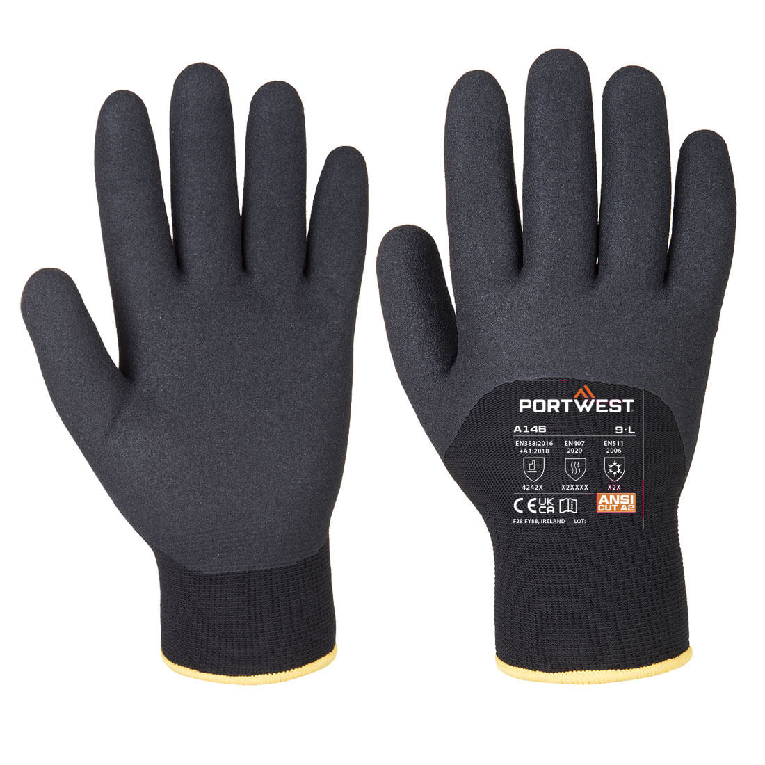 Portwest Cold 15 Nitrile Sandy 3/4 Dipped Glove- Style A146