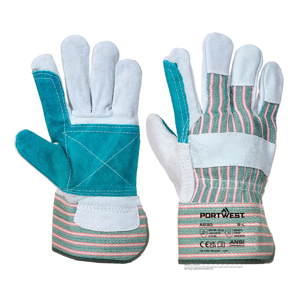 Portwest Leather Rigger 365 Cow Split Reinforced Palm Glove- Style A230