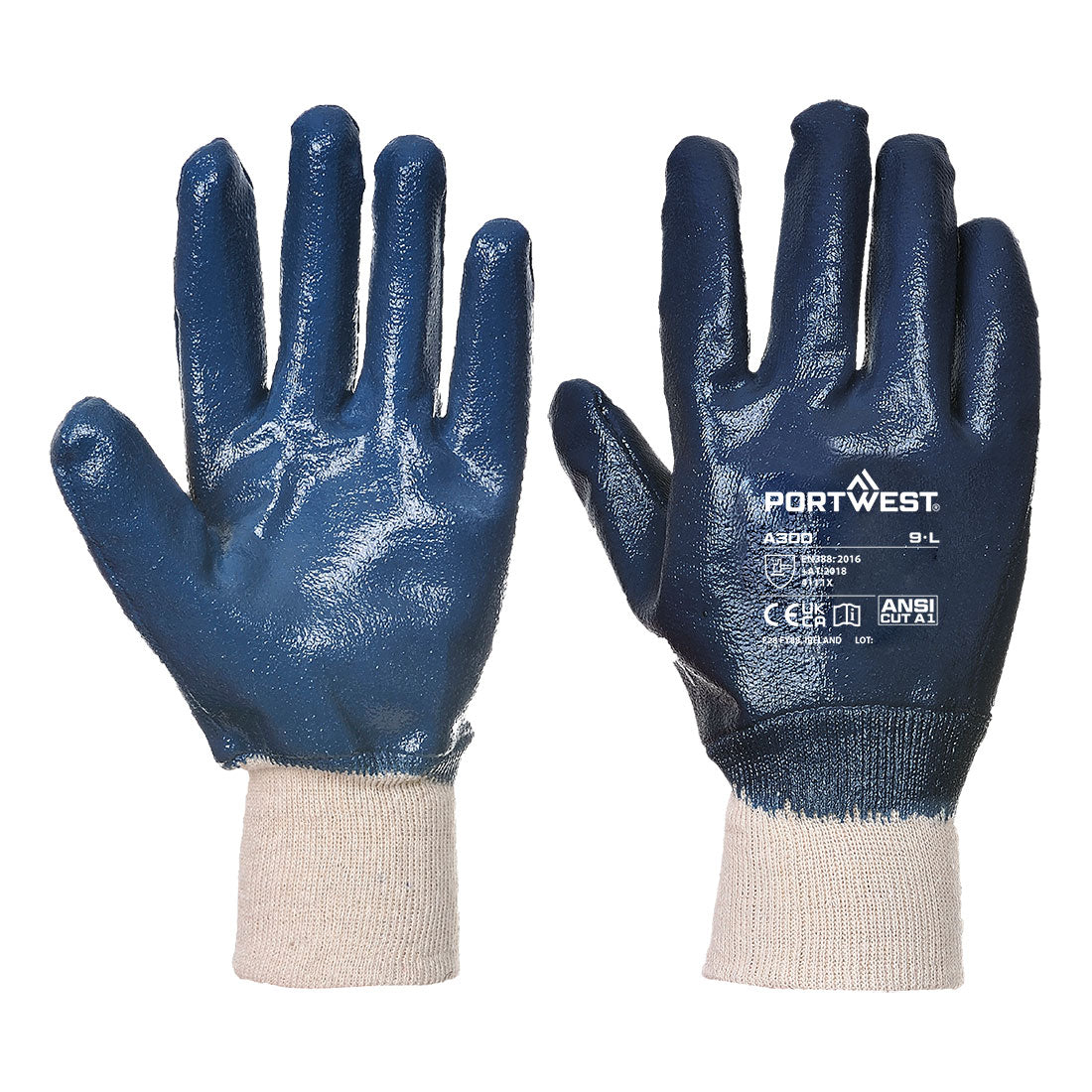 Portwest Grip 12 Nitrile Full Dipped Knitwrist Glove - Style A300