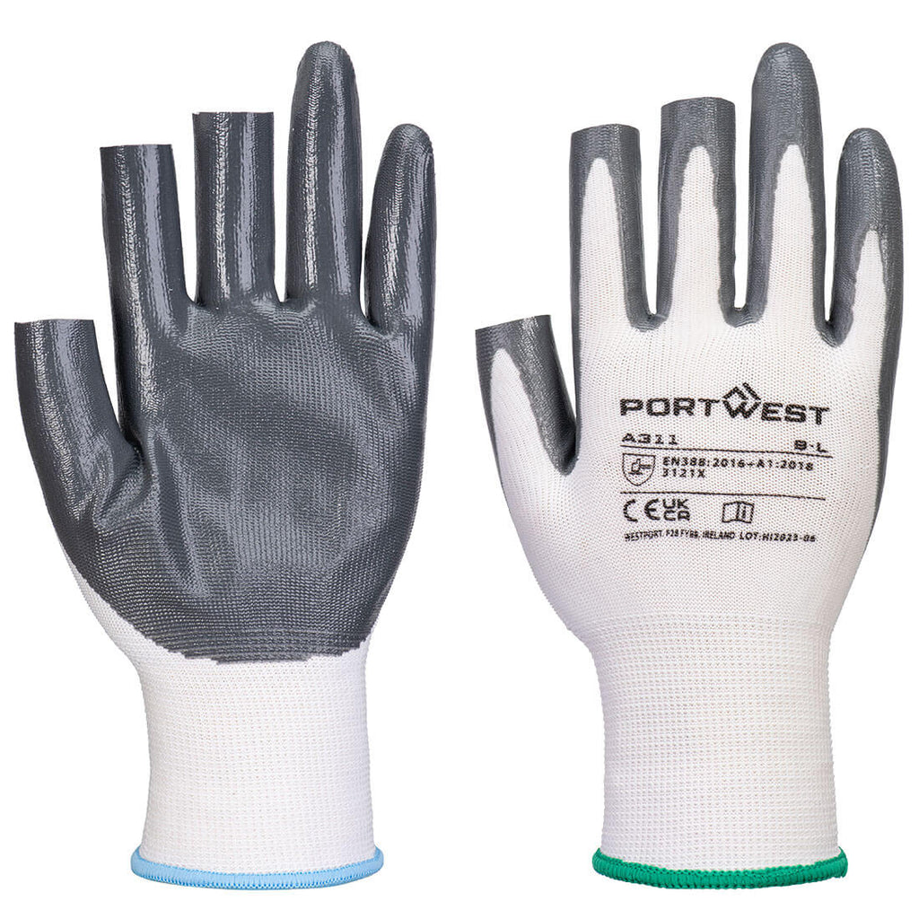 Portwest Grip 13 Nitrile 3 Fingerless Glove (Pk 12)- Style A311