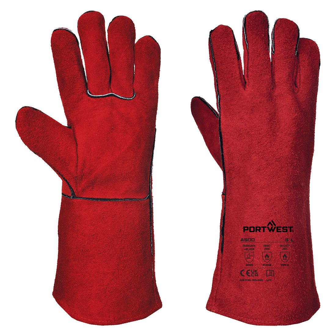 Portwest Welders 210 Split Leather Red Gauntlet- Style A500