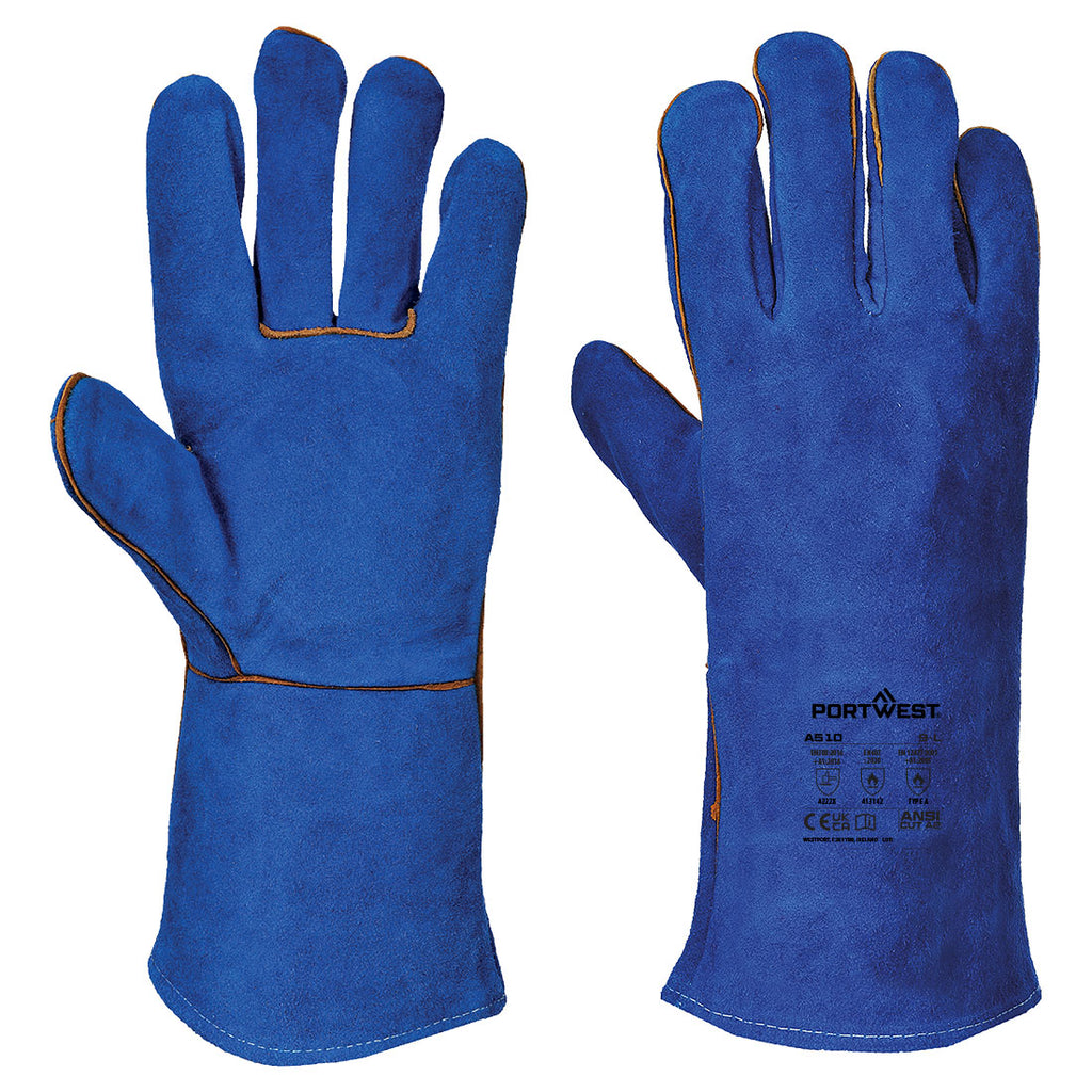 Portwest Welders 210 Split Leather Blue Gauntlet- Style A510