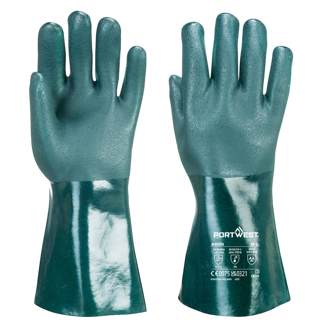 Portwest Chem 350 PVC Double Dipped Gauntlet- Style A835