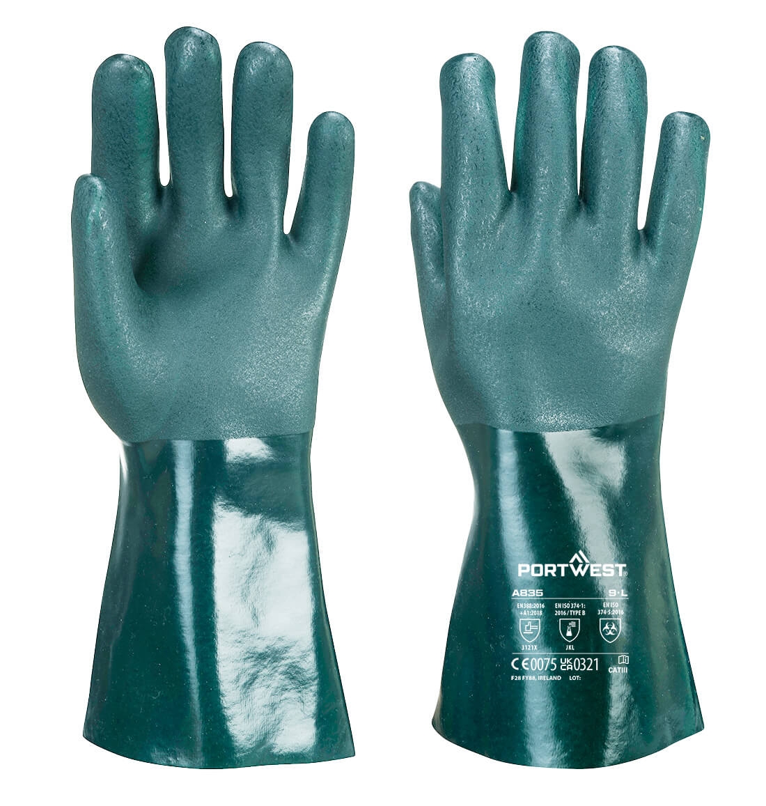Portwest Chem 350 PVC Double Dipped Gauntlet- Style A835