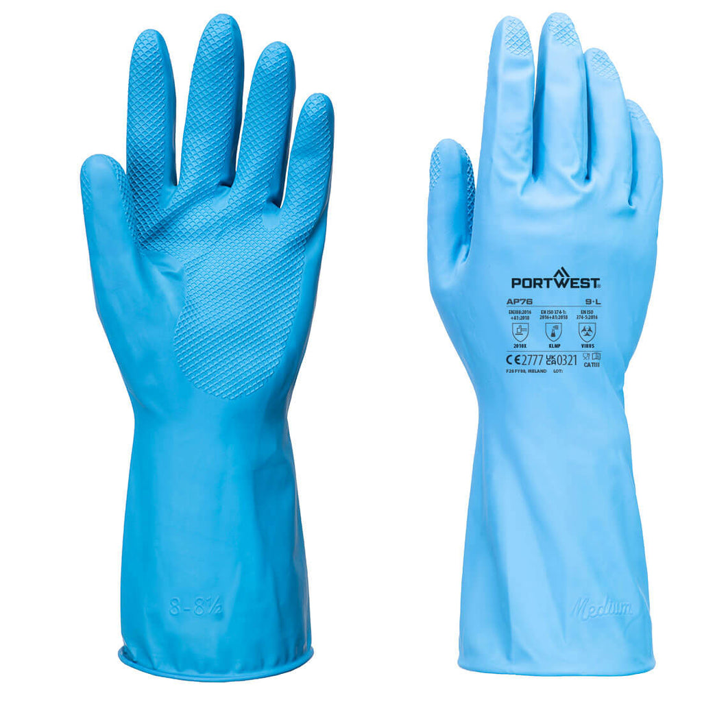Portwest FD Chemical B Latex Light Gauntlet (Pk12)- Style AP76