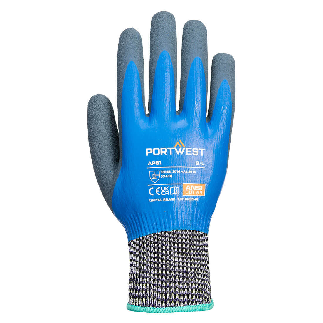 Portwest Cut D13 Latex Aqua Glove- Style AP81