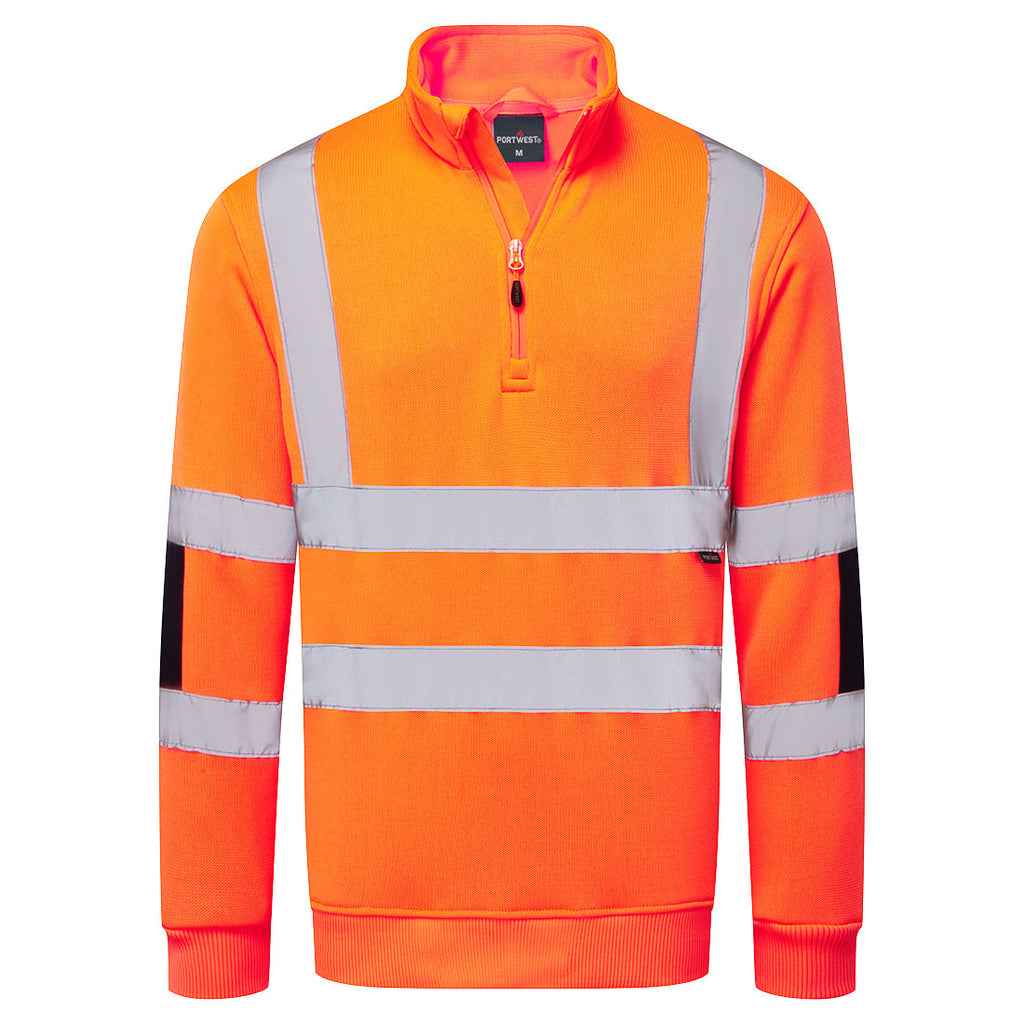 Portwest Hi-Vis Knitted Half Zip Sweatshirt - Style B314