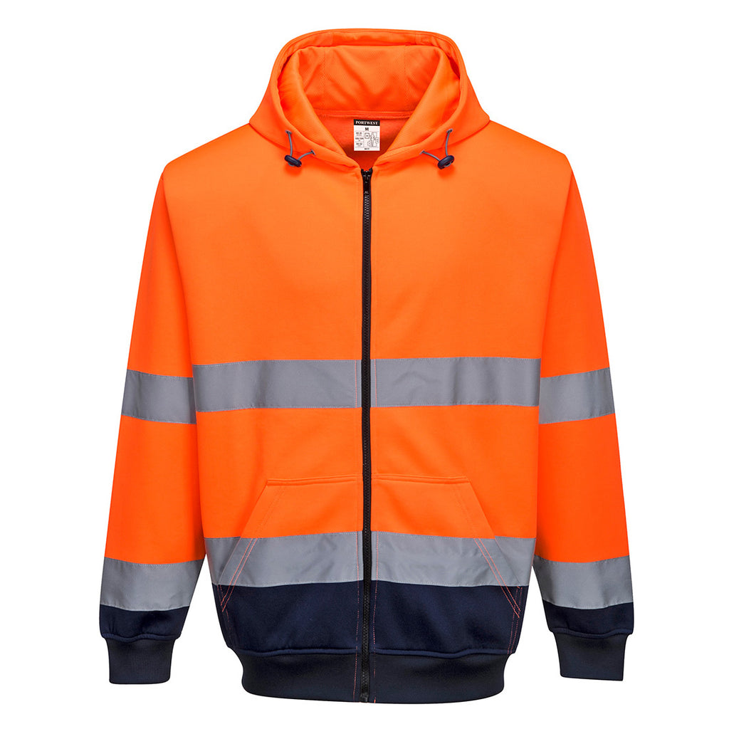 Portwest Hi-Vis Contrast Zipped Hoodie- Style B317
