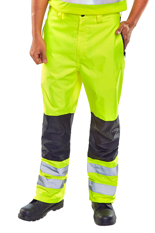 Beeswift Two-Tone Hi-Vis Waterproof Trousers. (Each)