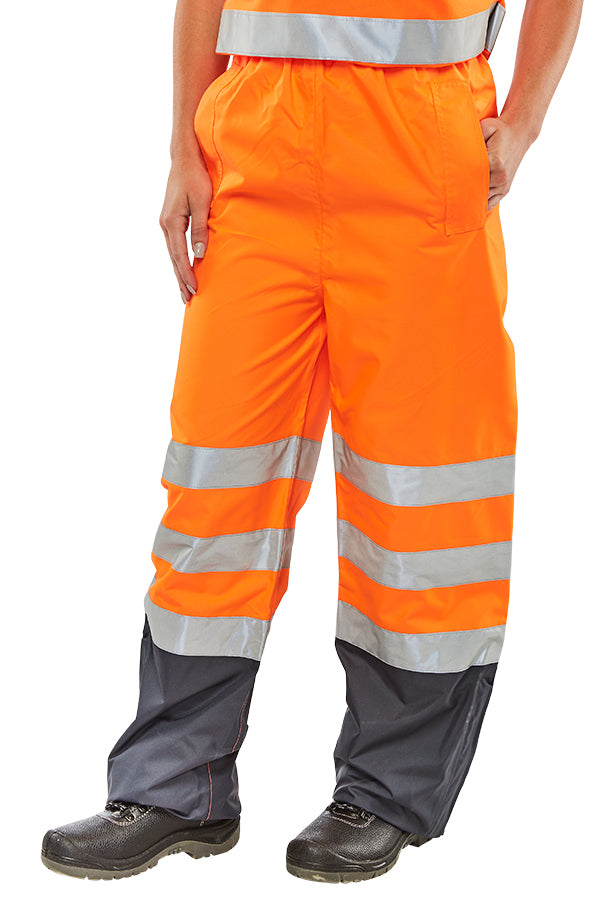 Beeswift Belfry Two-Tone Hi-Vis Waterproof Trousers. (Each)