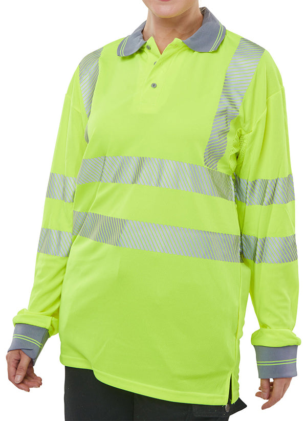 Beeswift Executive Hi-Vis Long Sleeve Polo Shirt. (Each)