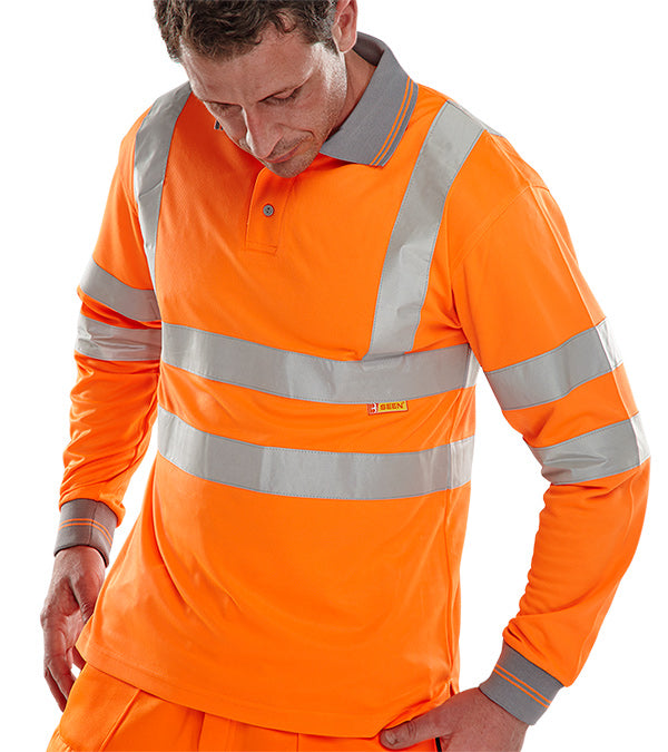 Beeswift Long Sleeve Hi-Vis Polo Shirt. (Each)