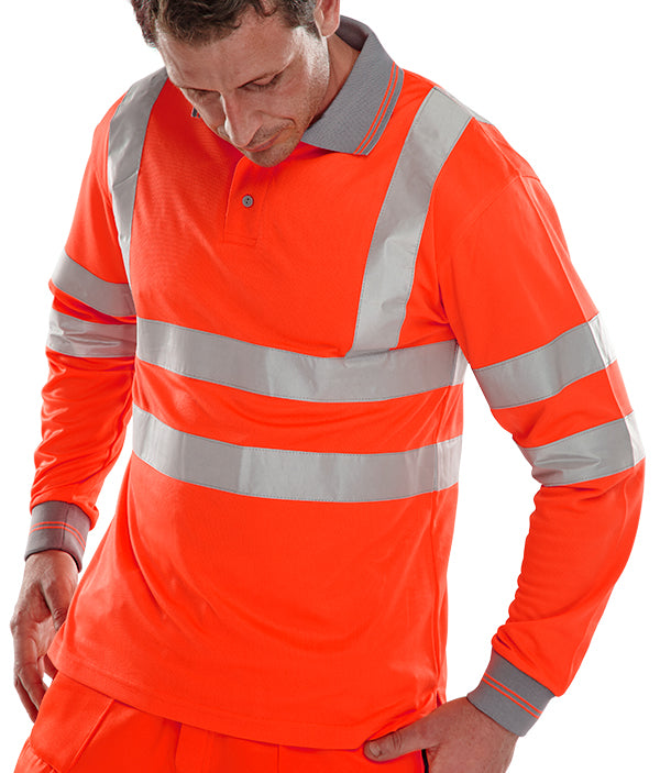 Beeswift Long Sleeve Hi-Vis Polo Shirt. (Each)