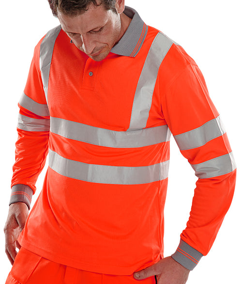 Beeswift Long Sleeve Hi-Vis Polo Shirt. (Each)