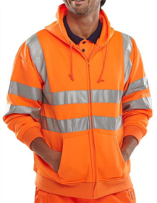 Beeswift Essential Hi-Vis Zipped Hoodie. (Each)