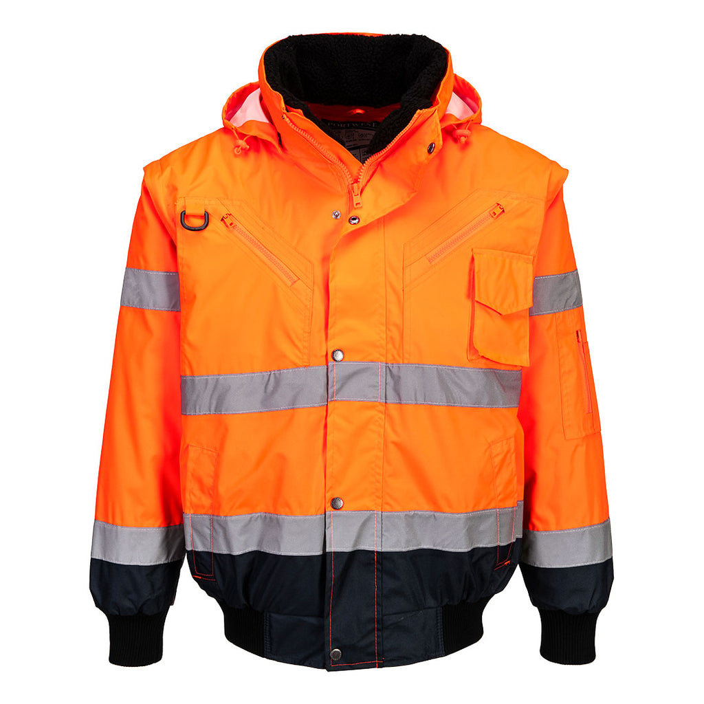 Portwest Hi-Vis 3-in-1 Contrast Bomber Jacket - Style C465
