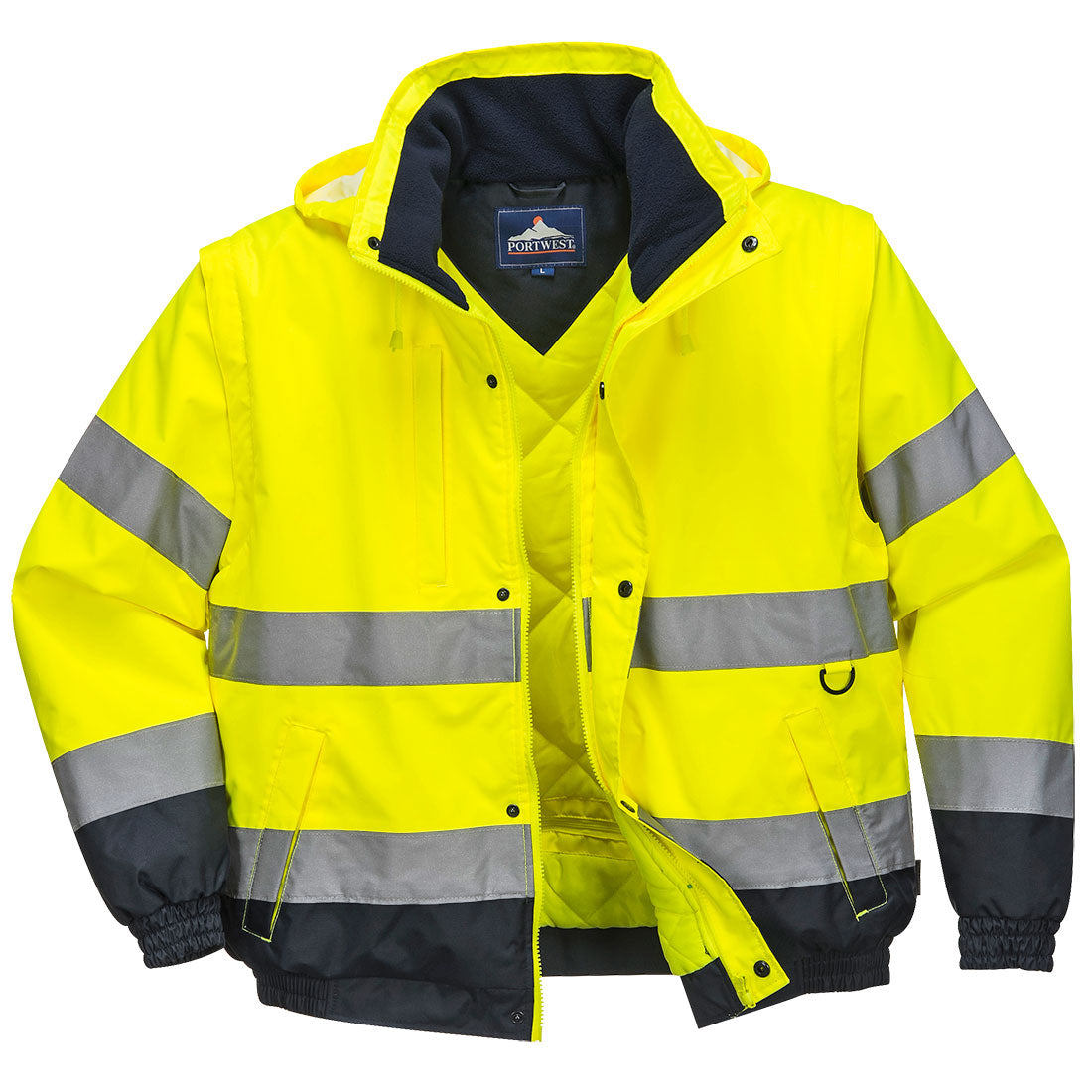 Portwest Hi-Vis 2-in-1 Contrast Bomber Jacket - Style C468