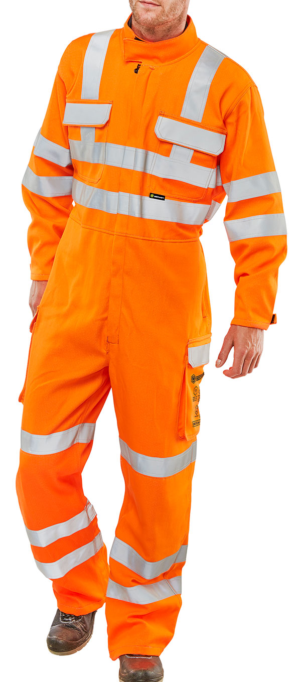 Beeswift Arc Compliant Hi-Vis Rail Spec Boilersuit. (Each)