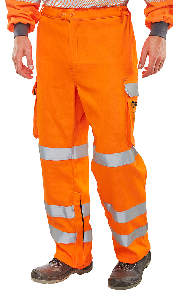 Beeswift Arc Compliant Hi-Vis Rail Spec Trousers. (Each)