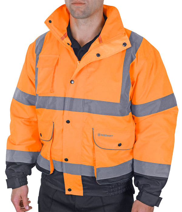 Beeswift Two-Tone Hi-Vis Constructor Bomber Jacket. (Each)