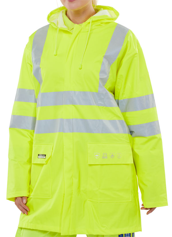 Beeswift Fire Retardant Hi-Vis Anti-Static Jacket. (Each)