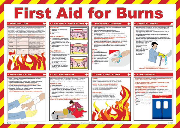 Click Medical First Aid For Burns Poster. (Each)
