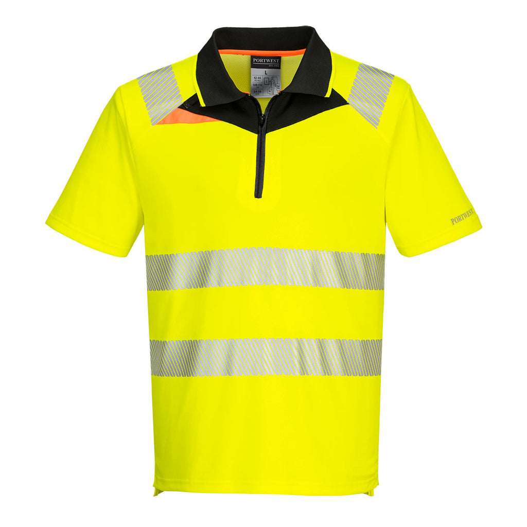 Portwest DX4 Hi-Vis Zip Polo Shirt Short Sleeve - Style DX412