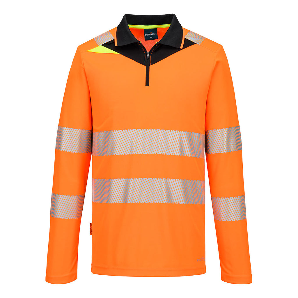 Portwest DX4 Hi-Vis Zip Polo Shirt L/S - Style DX419