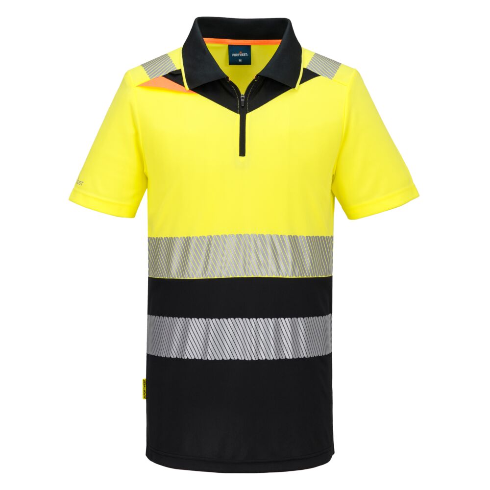 Portwest DX4 Hi-Vis Zip Class 1 Polo Shirt Short Sleeve - Style DX435