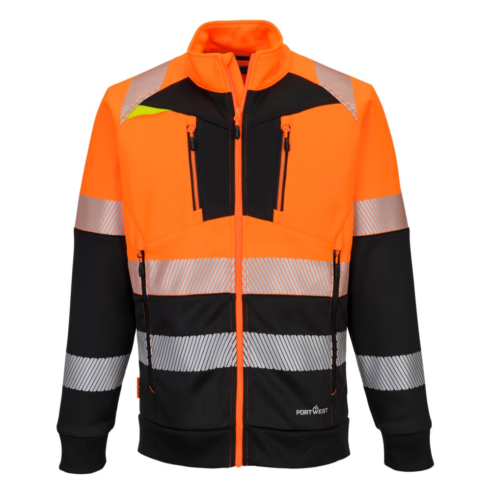 Portwest DX4 Hi-Vis Class 1 Funnel Neck Zipped Sweatshirt - Style DX490