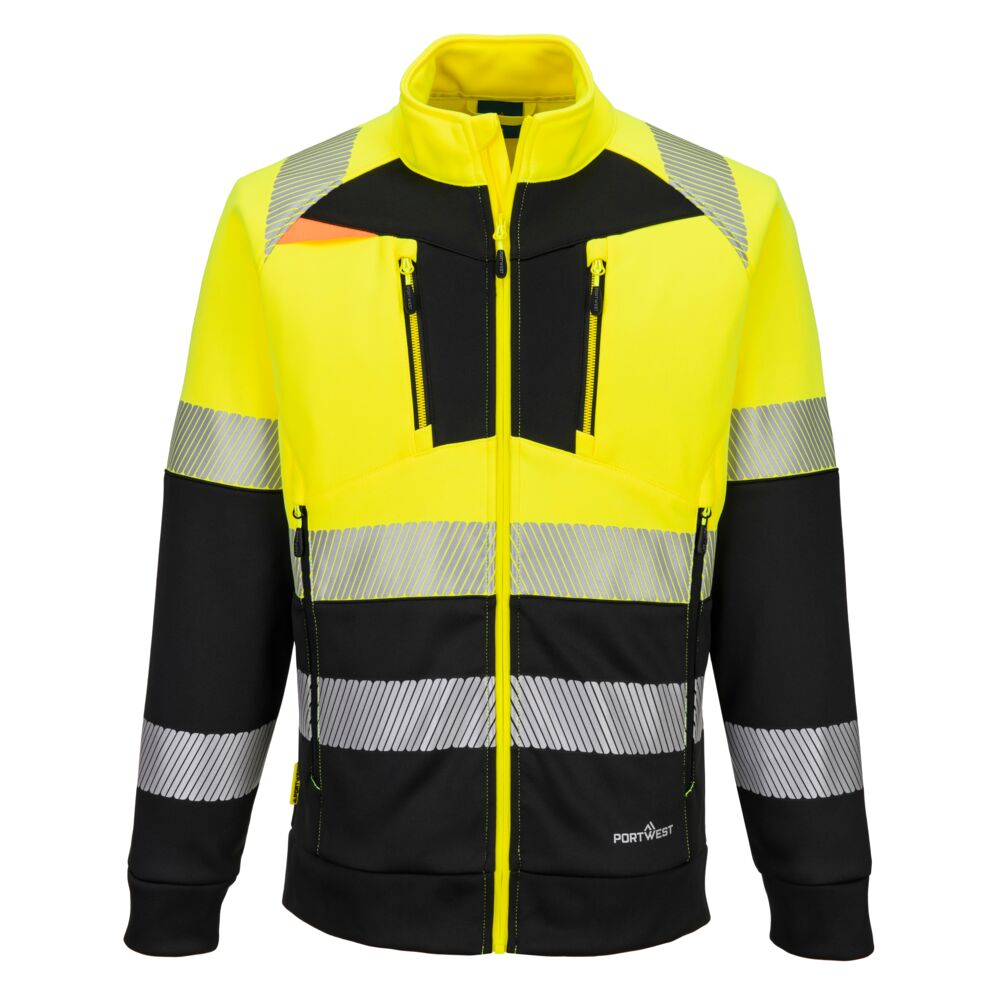 Portwest DX4 Hi-Vis Class 1 Funnel Neck Zipped Sweatshirt - Style DX490