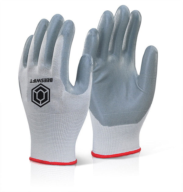 Beeswift Nitrile Foam Polyester Gloves. (Per 10)