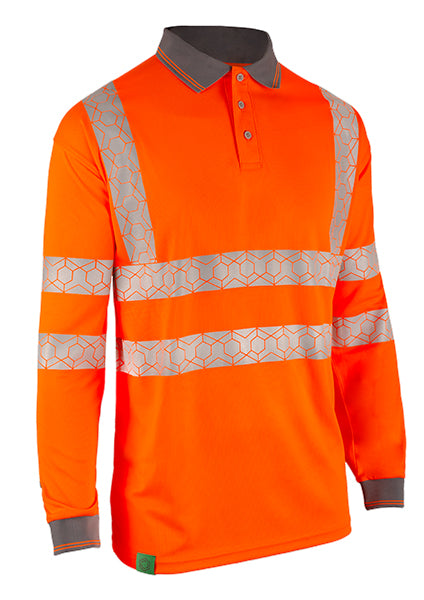 Beeswift Envirowear Hi-Vis Long Sleeve Recyclable Polo Shirt. (Each)