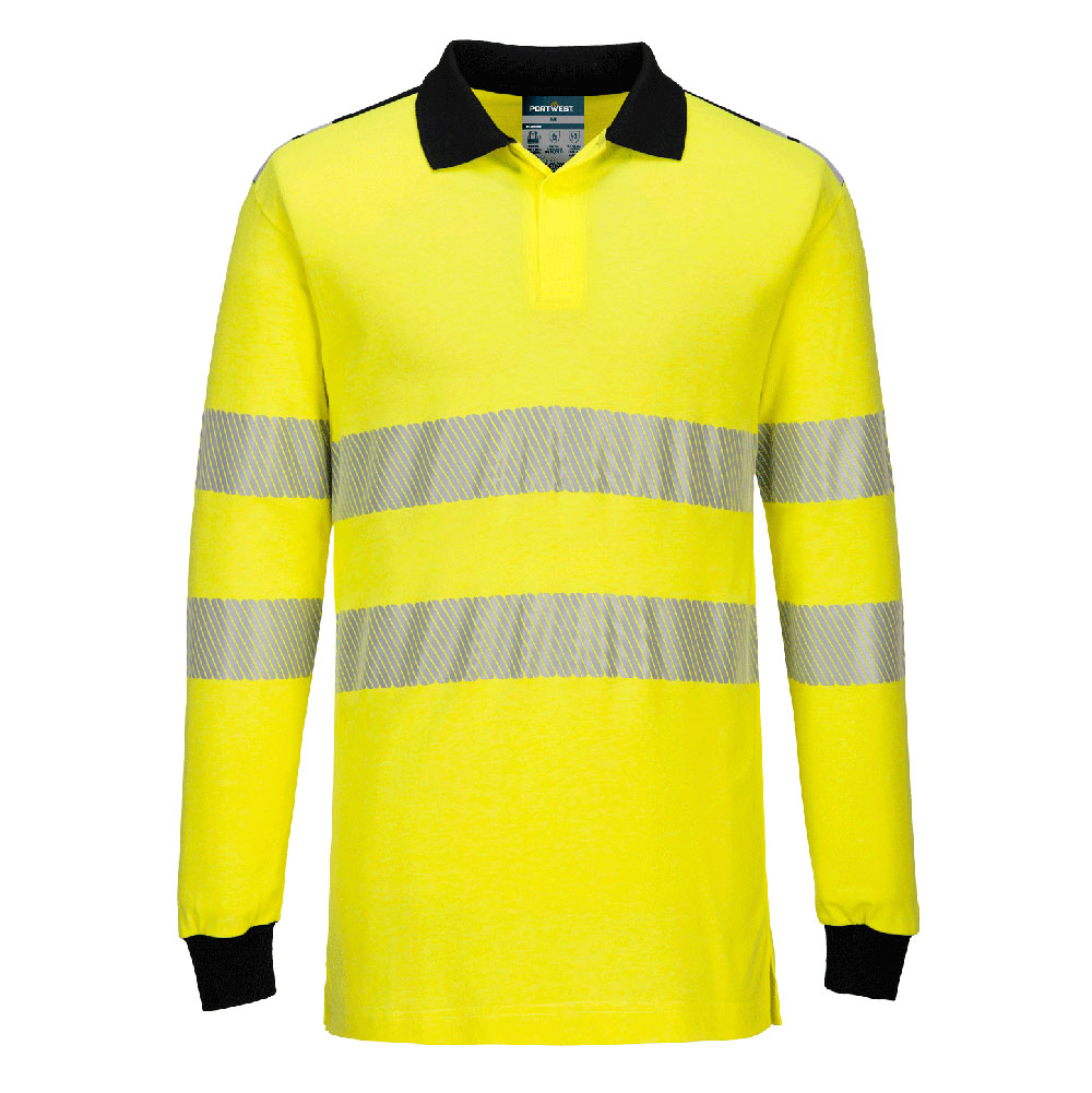 Portwest PW3 Modaflame Knit Hi-Vis FR Long Sleeve Polo Shirt