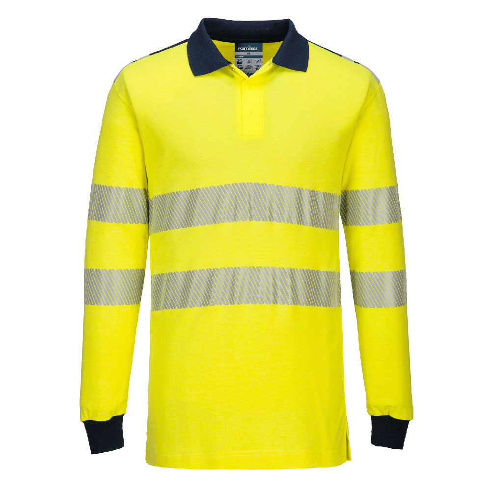 Portwest PW3 Modaflame Knit Hi-Vis FR Long Sleeve Polo Shirt- Style FR702