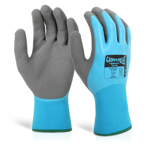 Beeswift Glovezilla Latex Fully Coated Water Resistant Gripper Gloves. (Per 10)