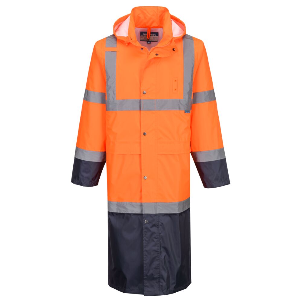 Portwest Hi-Vis Contrast Raincoat 122cm- Style H446