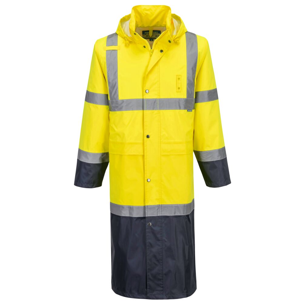 Portwest Hi-Vis Contrast Raincoat 122cm- Style H446