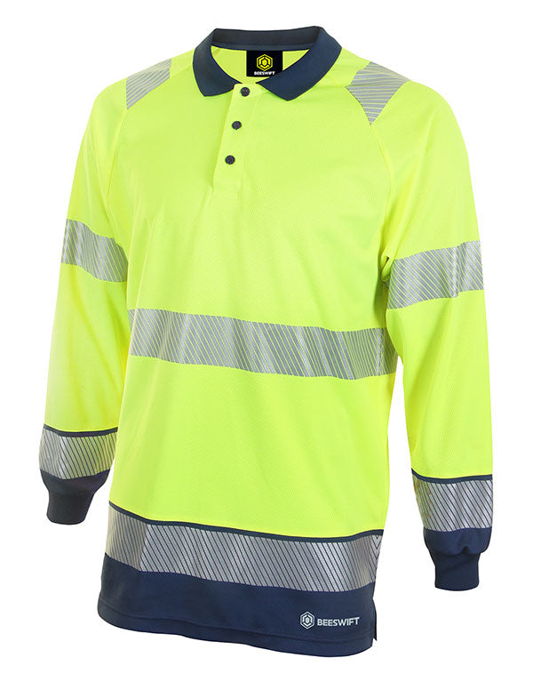 Beeswift Deltic Hi-Vis Two Tone Long Sleeve Polo Shirt. (Each)